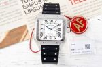  Cartier Santos 9015 Automatic Movement Black Leather Strap White 39.8*47.5mm Watch